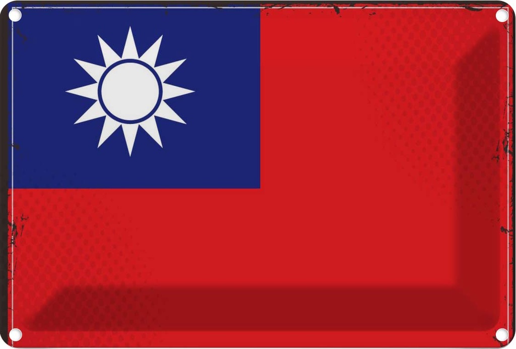 Blechschild 12x18 cm China Taiwan Flagge Fahne Wappen