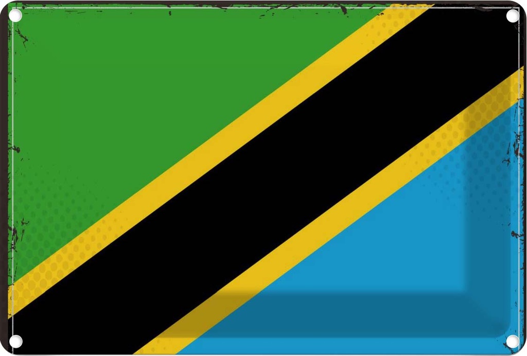 Blechschild 12x18 cm Tansanias Tanzania Flagge Fahne Wappen