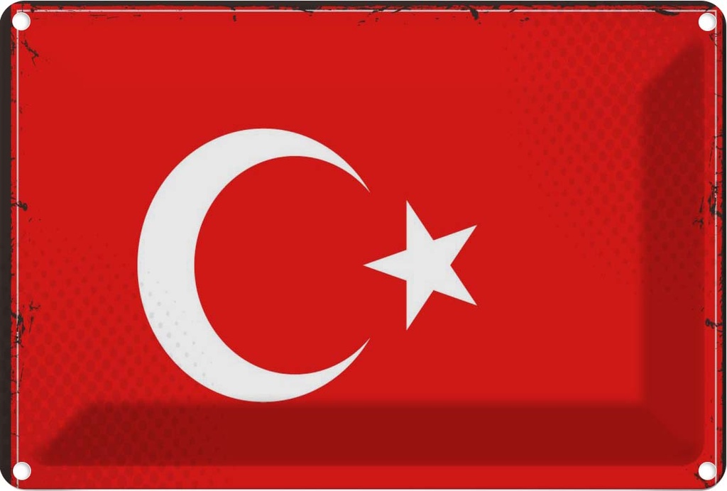 Blechschild 12x18 cm Türkei Turkey Flagge Fahne Wappen
