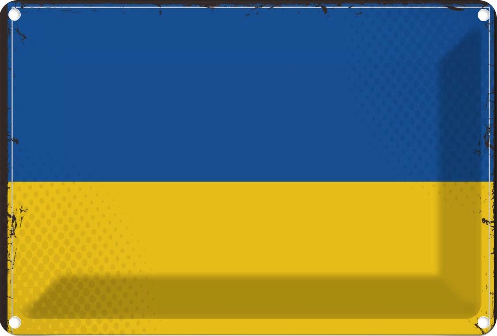 Blechschild 12x18 cm Ukraine Flagge Fahne Wappen