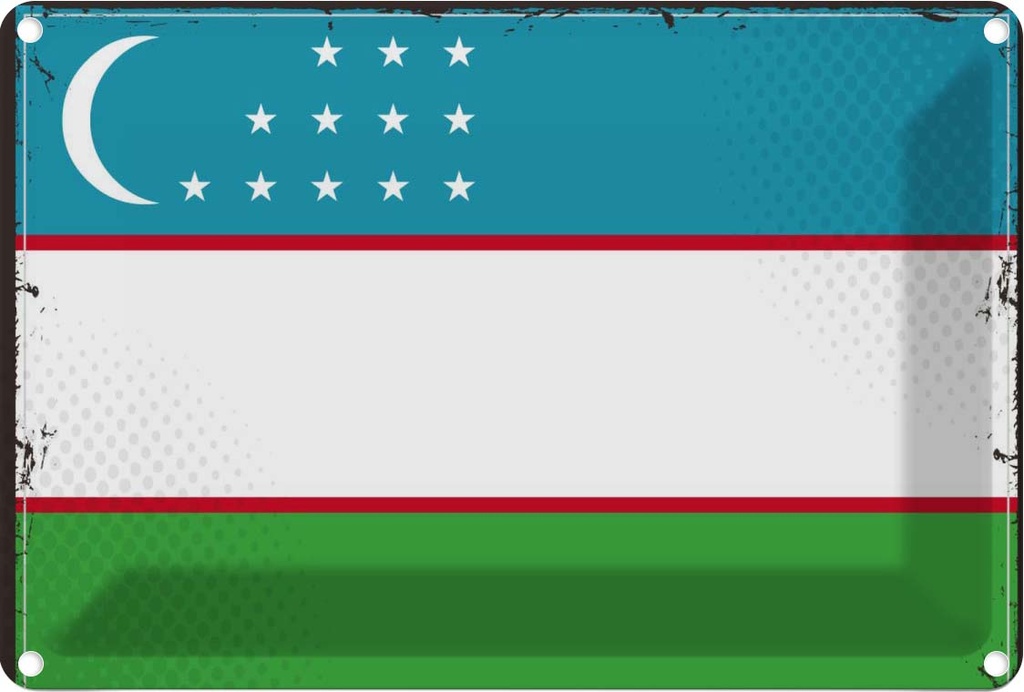 Blechschild 12x18 cm Usbekistans Uzbekistan Flagge Fahne Wappen