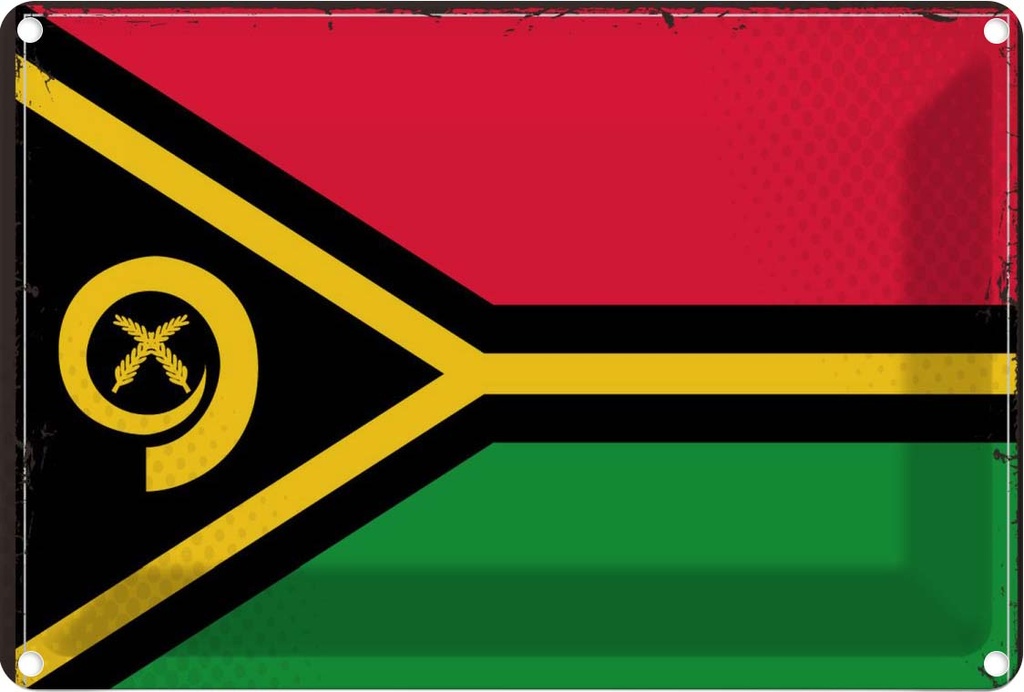 Blechschild 12x18 cm Vanuatus Vanuatu Flagge Fahne Wappen