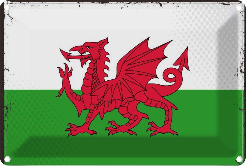 Blechschild 12x18 cm Wales Flagge Geburtstag Feiern Party Fahne Wappen
