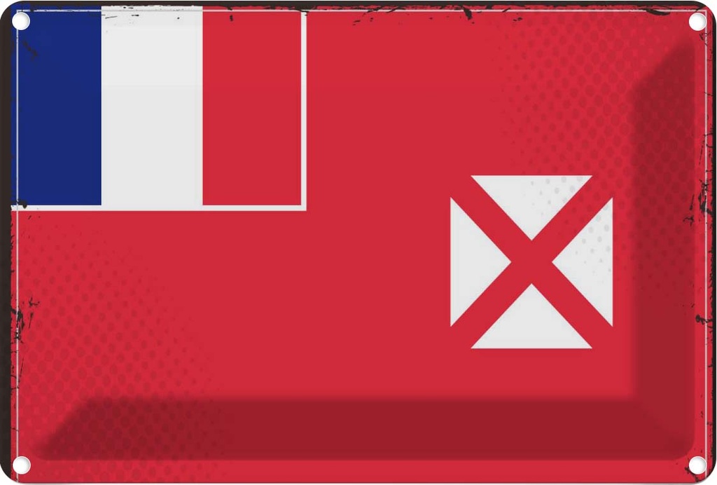 Blechschild 12x18 cm Wallis und Futuna Flagge Fahne Wappen