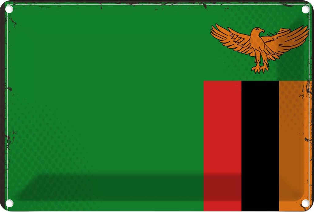 Blechschild 12x18 cm Sambias Zambia Flagge Fahne Wappen