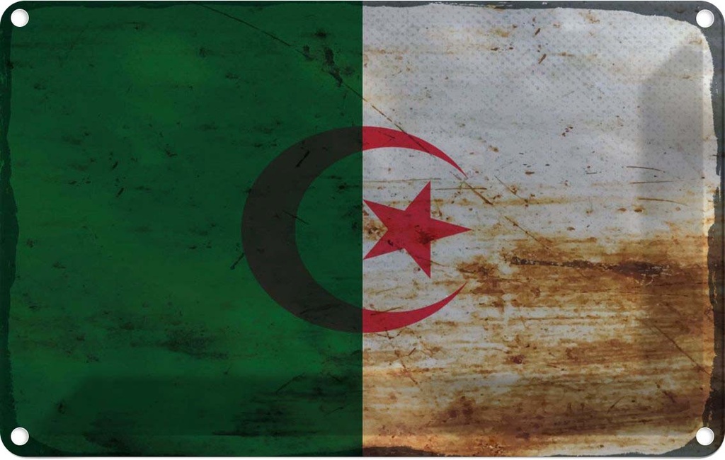 Blechschild 12x18 cm Algerien Algeria Rost Flagge Fahne Wappen