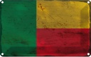 Blechschild 12x18 cm Benin Rost Flagge Fahne Wappen