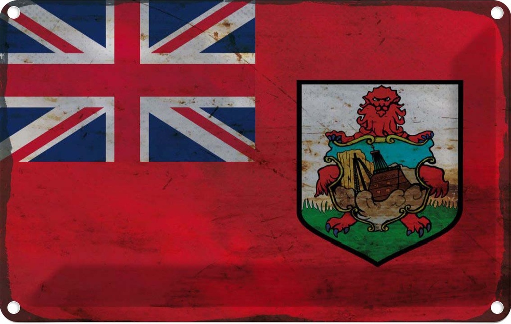 Blechschild 12x18 cm Bermuda Rost Flagge Fahne Wappen