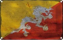 Blechschild 12x18 cm Bhutan Rost Flagge Fahne Wappen