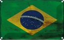 Blechschild 12x18 cm Brasilien Brazil Rost Flagge Fahne Wappen