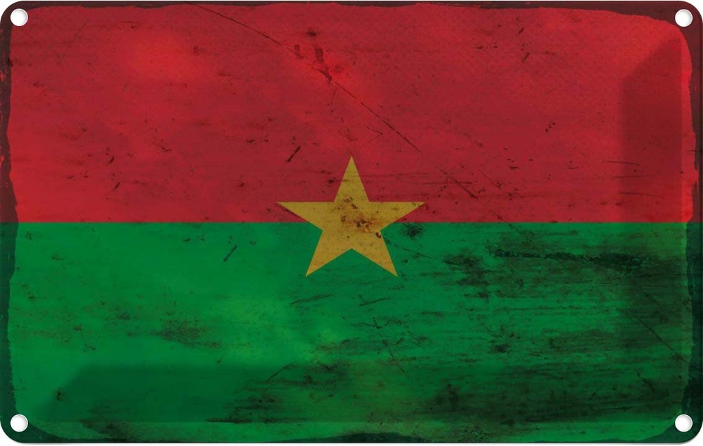 Blechschild 12x18 cm Burkina Faso Rost Flagge Fahne Wappen