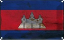 Blechschild 12x18 cm Kambodscha Cambodia Rost Flagge Fahne Wappen