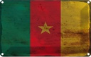 Blechschild 12x18 cm Kamerun Cameroon Rost Flagge Fahne Wappen