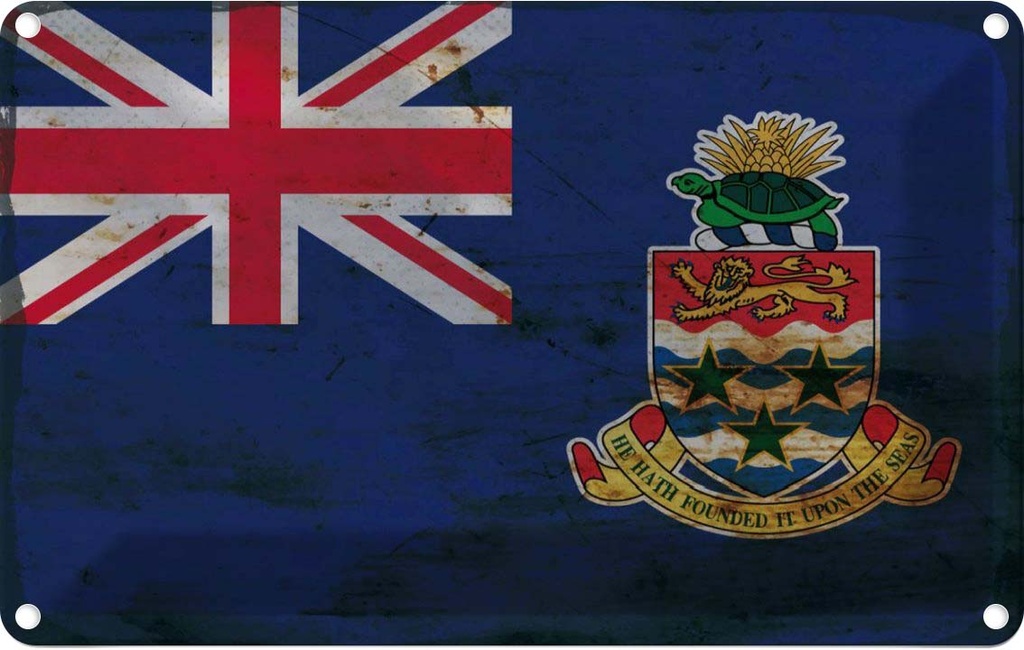 Blechschild 12x18 cm Cayman Islands Rost Flagge Fahne Wappen