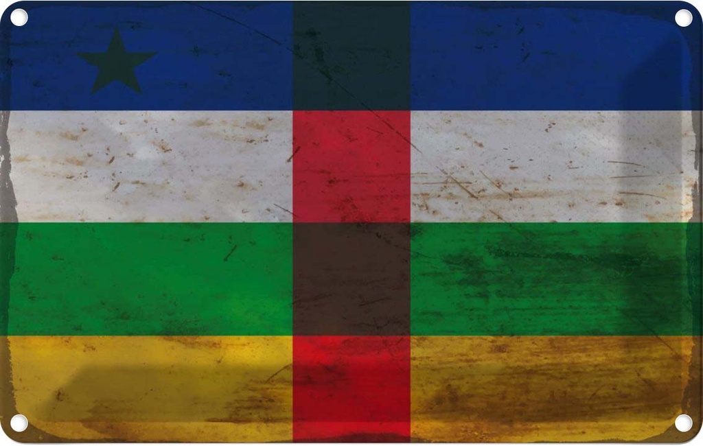 Blechschild 12x18 cm Zentralafrikanische Republik RO Flagge Fahne Wappen