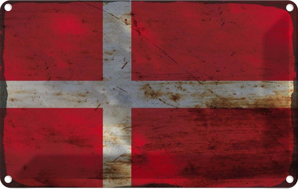 Blechschild 12x18 cm Dänemark Denmark Rost Flagge Fahne Wappen