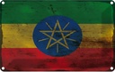 Blechschild 12x18 cm Äthiopien Ethiopia Rost Flagge Fahne Wappen