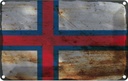 Blechschild 12x18 cm Färöer Faroe Islands Rost Flagge Fahne Wappen