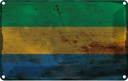 Blechschild 12x18 cm Gabun Gabon Rost Flagge Fahne Wappen