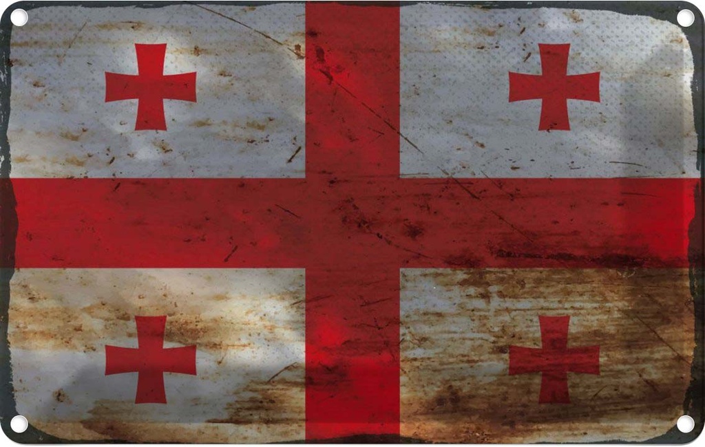 Blechschild 12x18 cm Georgien Georgia Rost Flagge Fahne Wappen