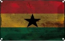 Blechschild 12x18 cm Ghana Rost Flagge Fahne Wappen