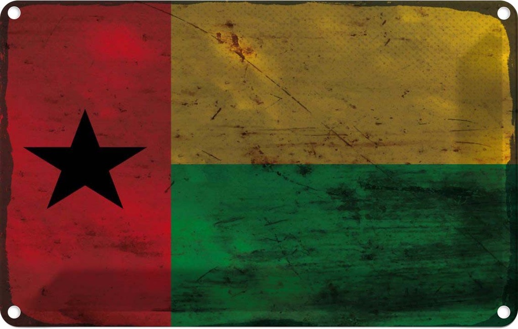 Blechschild 12x18 cm Guinea-Bissau Guinea Rost Flagge Fahne Wappen
