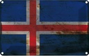 Blechschild 12x18 cm Island Iceland Rost Flagge Fahne Wappen
