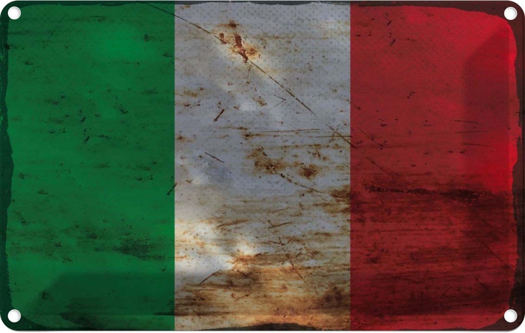 Blechschild 12x18 cm Italien Italy Rost Flagge Fahne Wappen