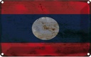 Blechschild 12x18 cm Laos Rost Flagge Fahne Wappen