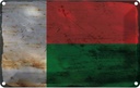 Blechschild 12x18 cm Madagaskar Madagascar Rost Flagge Fahne Wappen