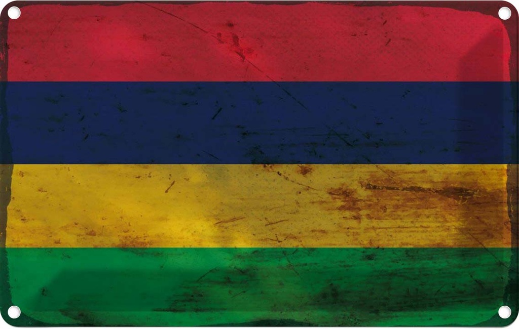 Blechschild 12x18 cm Mauritius Rost Flagge Fahne Wappen