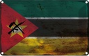 Blechschild 12x18 cm Mosambik Mozambique Rost Flagge Fahne Wappen