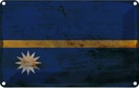 Blechschild 12x18 cm Nauru Rost Flagge Fahne Wappen
