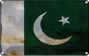 Blechschild 12x18 cm Pakistan Rost Flagge Fahne Wappen