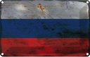 Blechschild 12x18 cm Russland Russia Rost Flagge Fahne Wappen
