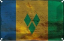 Blechschild 12x18 cm Saint Vincent Grenadinen Rost Flagge Fahne Wappen