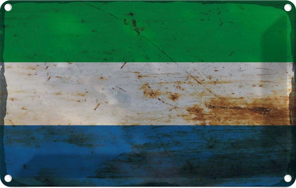 Blechschild 12x18 cm Sierra Leone Rost Flagge Fahne Wappen