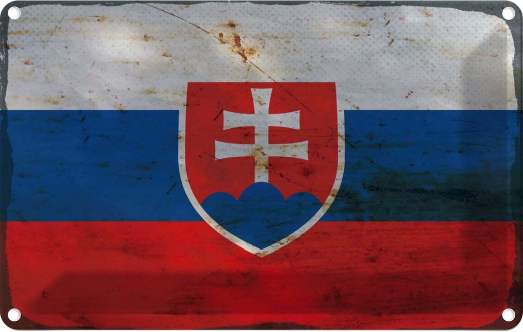 Blechschild 12x18 cm Slowakei Slovakia Rost Flagge Fahne Wappen