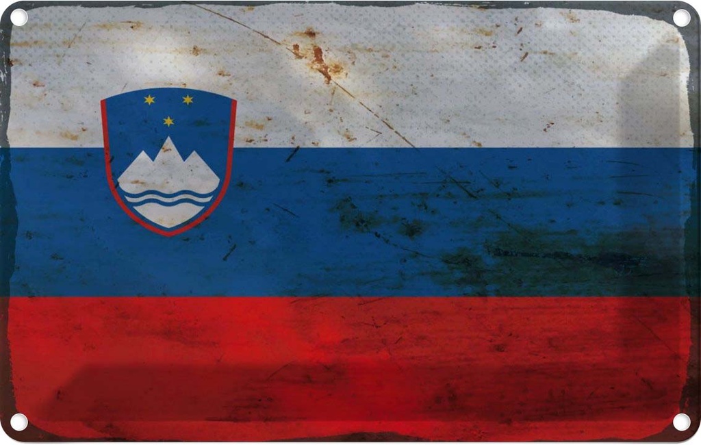 Blechschild 12x18 cm Slowenien Slovenia Rost Flagge Fahne Wappen