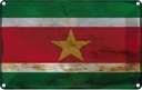 Blechschild 12x18 cm Suriname Rost Flagge Fahne Wappen