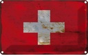 Blechschild 12x18 cm Schweiz Switzerland Rost Flagge Fahne Wappen