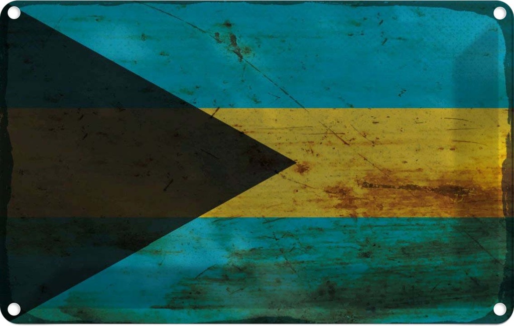 Blechschild 12x18 cm Bahama Bahamas Rost Flagge Fahne Wappen