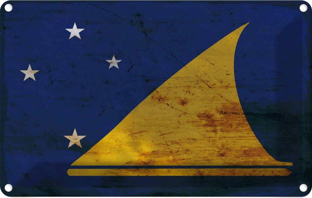 Blechschild 12x18 cm Tokelau Rost Flagge Fahne Wappen