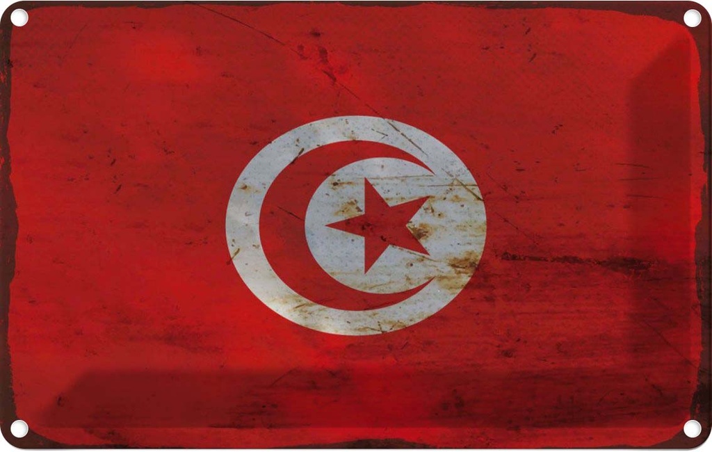 Blechschild 12x18 cm Tunesien Tunisia Rost Flagge Fahne Wappen