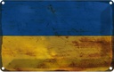 Blechschild 12x18 cm Ukraine Rost Flagge Fahne Wappen