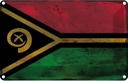 Blechschild 12x18 cm Vanuatu Rost Flagge Fahne Wappen