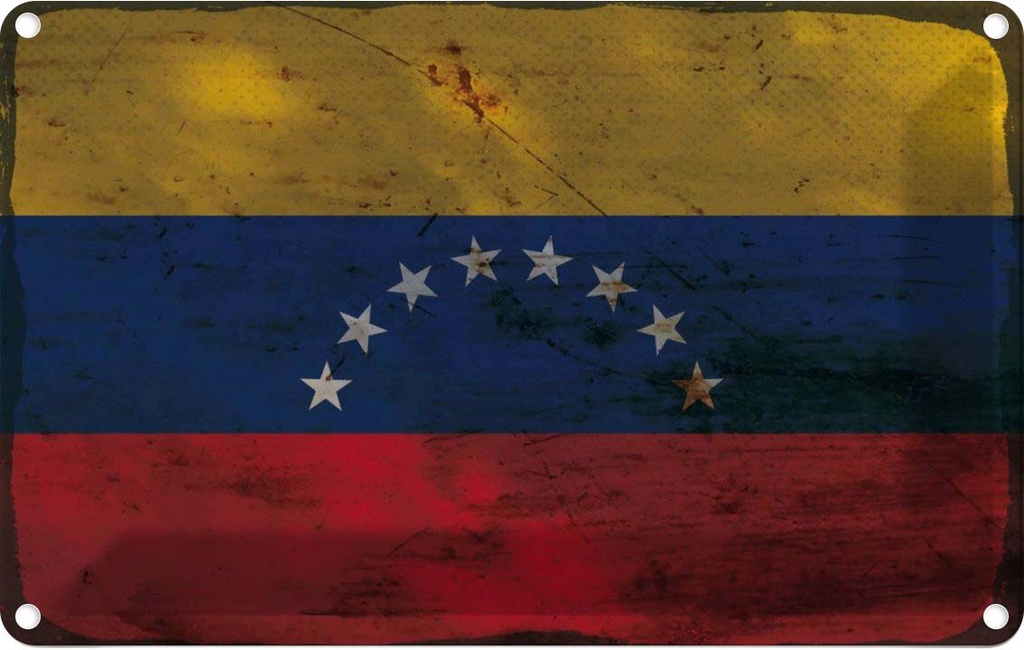 Blechschild 12x18 cm Venezuela Rost Flagge Fahne Wappen