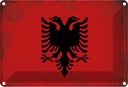 Blechschild 12x18 cm Albanien Albania Vintage Flagge Fahne Wappen