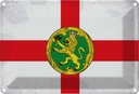 Blechschild 12x18 cm Alderney Vintage Flagge Fahne Wappen
