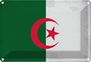 Blechschild 12x18 cm Algerien Algeria Vintage Flagge Fahne Wappen